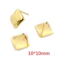 20pcs golden square stainless steel stud earring bases with loops 10x10mm size - 10x10mm Square Base (L4-33) / 20 Pieces Set / Gold