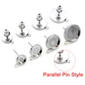304 stainless steel DIY earring studs with tray and side loop for jewelry making - 6mm Vertical Hanging (No Earplugs)