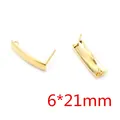 Gold stainless steel earring studs with loop, 6x21mm rectangle metal base component - 6x21mm Curved Bar Base (N7-19) / 20 Pieces Set / Gold