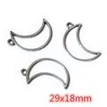 Drie antiek zilveren metalen halve maan hangers voor DIY sieraden 29x18mm - Maanvorm (I2-01)