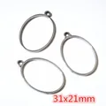 Antiek zilveren ovale holle frame hanger DIY sieradenonderdeel maat 31x21mm - Ovale Vorm (I2-02)