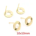 Golden round loop earring post DIY components for jewelry making in size 10x10mm - 10x10mm Ring Base (N7-21) / 20 Pieces Set / Gold