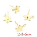 Star-shaped golden stainless steel stud earring findings with loop, size 10.5x9mm - 10.5x9mm Star Base (N7-22) / 20 Pieces Set / Gold