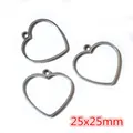 Zilveren hol hart roestvrijstalen hanger frame voor DIY sieraden, maat 25x25mm - Hartvorm (I2-05)