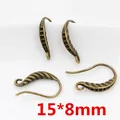 Antique bronze plated leaf-style DIY earring hooks for jewelry making, 15x8mm size - 15x8mm / Antique Bronze