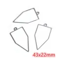 Zilveren geometrisch hol frame voor DIY sieraden maken, maat 43x22mm, set van drie stuks - Veelhoekvorm (I2-09)