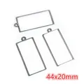 Zilveren rechthoekige open frame hanger voor DIY-sieraden, maat 44x20mm - Rechthoekvorm (I2-10)