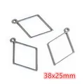 Set van drie zilveren ruitvormige roestvrijstalen frames voor DIY sieraden 38x25mm - Ruitvorm (I2-11)