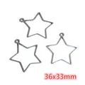 Drie zilveren roestvrijstalen sterhangers 36x33mm voor DIY sieraden maken - Stervorm (I2-12)