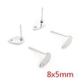 Silver teardrop earring posts with loop, 8x5mm stainless steel DIY findings, set of 4 - 8x5mm Waterdrop / Steel