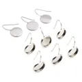 Stainless steel DIY earring hooks with round blank bezel settings in 10-piece set - US 8 / Steel