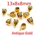 Antique gold jewelry bail beads with floral relief for DIY bracelets, size 13x8x8mm - Antique Gold (R3-43)
