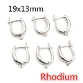 Lot de six crochets d'oreilles en cuivre rhodié, accessoires bijoux DIY 19x13mm - Dormeuses Rhodiées (AF6-49) / 19x13mm