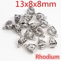 Rhodium plated alloy jewelry connectors with filigree design in 13x8x8mm size - Rhodium (Q3-24)
