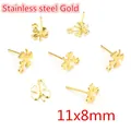 Orecchini a perno quadrifoglio in acciaio inossidabile oro per gioielli fai da te - 11x8mm Trifoglio / Oro
