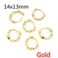 Pendientes de aro de cuerda trenzada dorada de 14x13mm con acabado de metal pulido - Ganchos de Aro Torsados Oro (AF6-32)