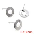 Set di tre componenti base per orecchini tondi 10x10mm in acciaio inossidabile argento - 10x10mm Anello / Colore acciaio