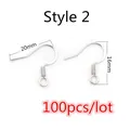 Silver stainless steel French ear hooks, DIY earring making supplies 20mm x 16mm, 100pcs - French Loop Hook Style (W4-50)