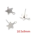 Orecchini a stella in acciaio inossidabile argento con anello, 10,5x9mm - Colore acciaio