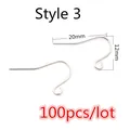 Style 3 silver stainless steel earring hooks for DIY jewelry making 100pcs 20x12mm - Silver Metal Hook Style (W1-15)