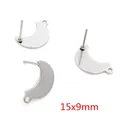 Orecchini a perno a mezzaluna argento con occhiello per gioielli DIY, 15x9mm - Colore acciaio