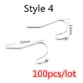 Style 4 silver stainless steel earring hooks 21x13mm for DIY jewelry making 100pcs - Bead End French Hook Style (W2-31)
