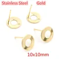 Orecchini a perno tondi cavi in acciaio inox dorato 10mm per creazione gioielli - 10x10mm Anello / Oro