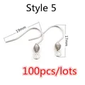 Silver stainless steel earring hooks Style 5 DIY jewelry findings 19mm set 100pcs - Spiral Bead Closed Ring Hook Style (W5-49)