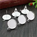 Detailed silver-plated round earring posts with loop connectors and butterfly backs - No Ear Plugs Style / 8mm / Silver