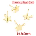 Orecchini a perno a stella in acciaio inox dorato con occhiello, 10,5x9mm per gioielli - 10.5x9mm Stella / Oro