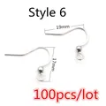 Style 6 silver stainless steel DIY earring hooks 19x17mm jewelry making supplies - Basic Silver White Hook Style (W3-39)