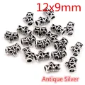 Antique silver floral spacer bead charms for DIY jewelry bracelets and necklaces 12x9mm - Antique Silver (Q2-25)