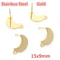 Orecchini a mezzaluna in acciaio inossidabile dorato con asola per gioielli DIY, 15x9mm - 15x9mm Luna / Oro