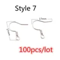 Silver stainless steel ear hooks for DIY jewelry, style 7, 17mm size, 100pcs pack - Silver Plated Fishhook Style (Y4-32)
