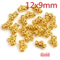 Golden 12x9mm hollow cylinder spacer beads with hanging loop for DIY jewelry making - Gold (Q6-20)