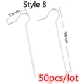 Style 8 silver stainless steel long ear wire hooks for DIY jewelry making 17x54mm 50pcs - Long Kidney Hook Style (Y5-02)