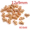 Packs of KC Gold alloy hollow spacer beads with 12x9mm size for DIY jewelry making - KC Gold (Q7-09)