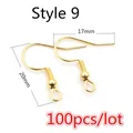 Golden stainless steel earring hooks Style 9, 20x17mm DIY jewelry making parts, 100pcs pack - Gold Ball Closed Ring Hook Style (AB4-25)