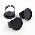 Drei verstellbare schwarze Ringrohlinge für DIY-Schmuck mit 20mm runden Fassungen im Set - 20mm / Schwarz
