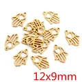 Vacuum gold plated 12x9mm Hamsa Hand stainless steel charm pendant for DIY jewelry - Hamsa Hand Style (Q2-47)