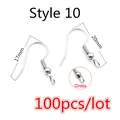 Set of 100 silver stainless steel earring hooks with coil and bead in 17mm and 20mm sizes - Bead Wrapped Wire Hook Style (AE2-26)