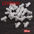 Silver 12x9mm hollow pattern metal beads for DIY bracelets and necklaces making - Silver (Q7-19)