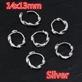 Pendientes de aro de cobre plateado con diseño de cuerda 14x13mm para joyería DIY - Ganchos de Aro Torsados Plata (AF6-34)