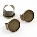 Verstellbare Vintage Bronze Ringe mit 20mm runder Fassung für DIY Schmuckherstellung - 20mm / Bronze