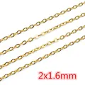 Golden stainless steel oval link chain for DIY jewelry making, 2x1.6mm size - Fine Oval Chain (CH-40) / Gold