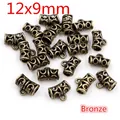 Antique bronze alloy basket spacer beads 12x9mm with hollow floral design for DIY jewelry - Bronze (Q7-20)