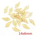 Golden stainless steel wing charm pendants 14x6mm for DIY jewelry making - Wings Style (R4-04)