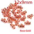 Set of 20 rose gold hollow cylindrical lattice charms for DIY jewelry making 12x9mm - Rose Gold (R4-28)