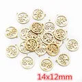 Golden stainless steel Tree of Life hollow charm pendants in 14x12mm for jewelry making - Round Hollow Tree of Life Style (AG2-40)