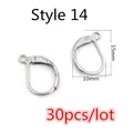 30pcs silver stainless steel leverback earring findings for DIY jewelry making 15x10mm - Silver Closed Leverback Style (L4-48)